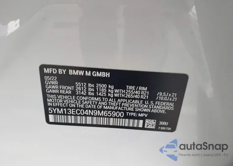 2022 BMW X3 from USA, damaged, VIN 5YM13EC04N9M65900